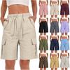 Shorts Cargo pour Femme avec Taille Élastique à Cordon de Serrage et Poches Latérales Multicolores
