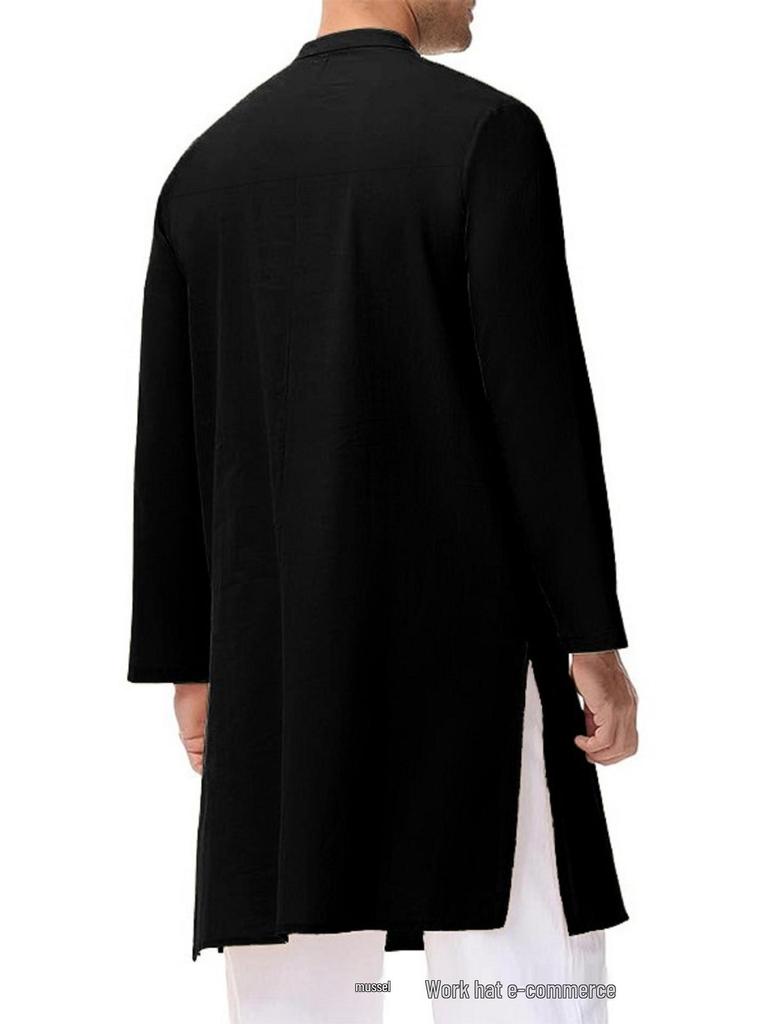 Arabic Style Men's Simple Long-Sleeve Shirt (Muslim Robe) - 2025 Collection