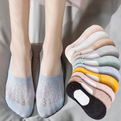 5 Pairs Women Invisible Socks Mujer Non-slip Chaussette Ankle Low Female Mesh Cotton Boat Socks No Show Breathable Calcetines