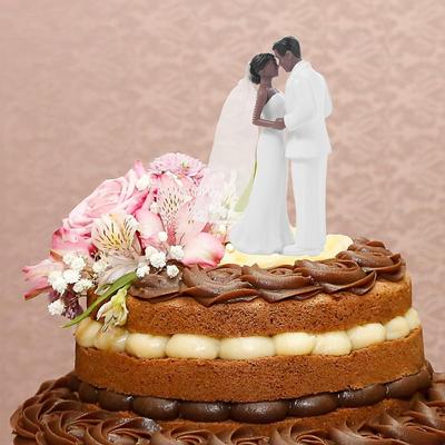 Jubiläumsdekoration Paar Hochzeitstorte Topper Elegant Kreativ Kuchenaufsätze Puppen PVC Weiß/Schwarz Braut & Bräutigam Figuren