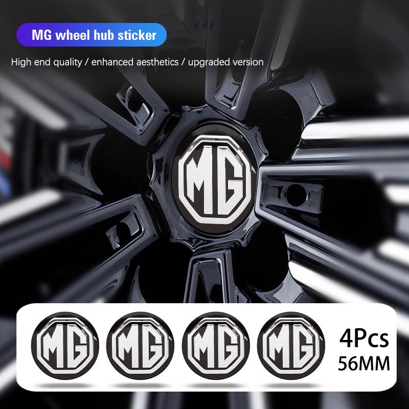 4Pcs 56mm Car Badge Wheel Hub Center Cover Stickers For MG 4 5 6 7 Cyberster f ES5 ONE MG5 Scorpio ZS HS MARVEL-R Hector EZS MG3