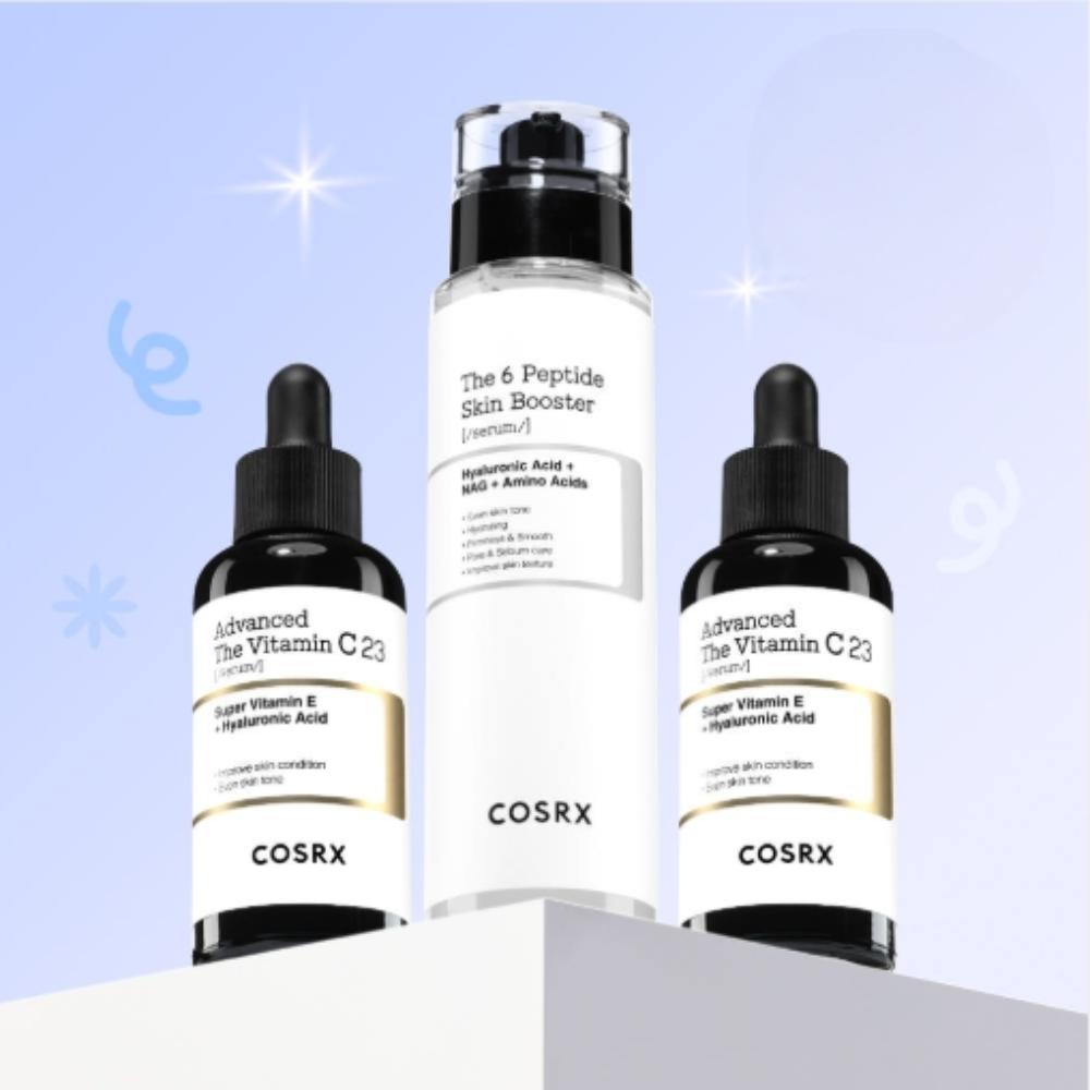 

COSRX Dark Spot OUT Tone-Up Intensive 3-Piece Set – Vitamin C 23 Serum ×2 + Peptide Serum 150ml