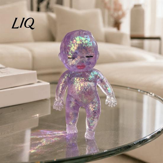 Babies Stress Ball Glitter Relief Toy, Clear Baby Doll Squeeze Soft Stretchy Reliever Fidget Relaxing Gift for Adults Kids, Party Favors Portable