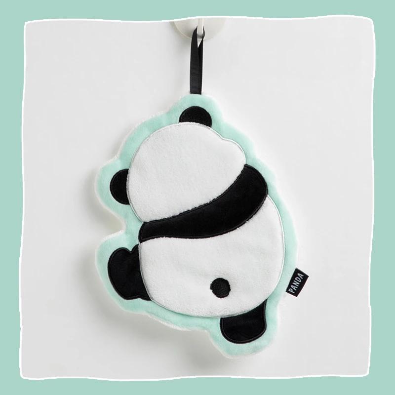 Cute Panda Zoo Hand Towel Kids Cartoon Absorbent Coral Velvet Towel Kitchen Bathroom Hanging Rag Handkerchiefs children Adult