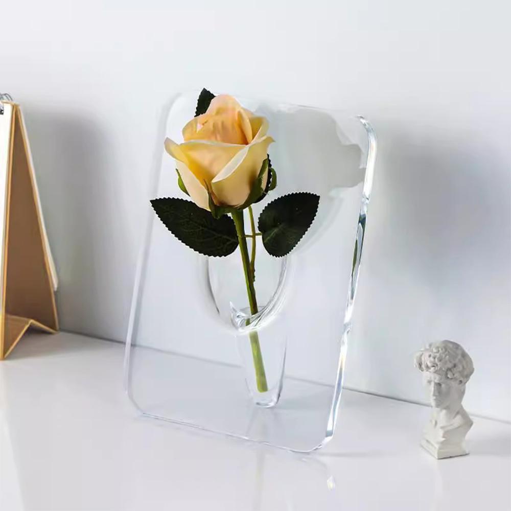 Creative Frame Vase Transparent Photo Frame Flower Vase Arrangement for Desktops Bookshelf Room Wedding Home Decor