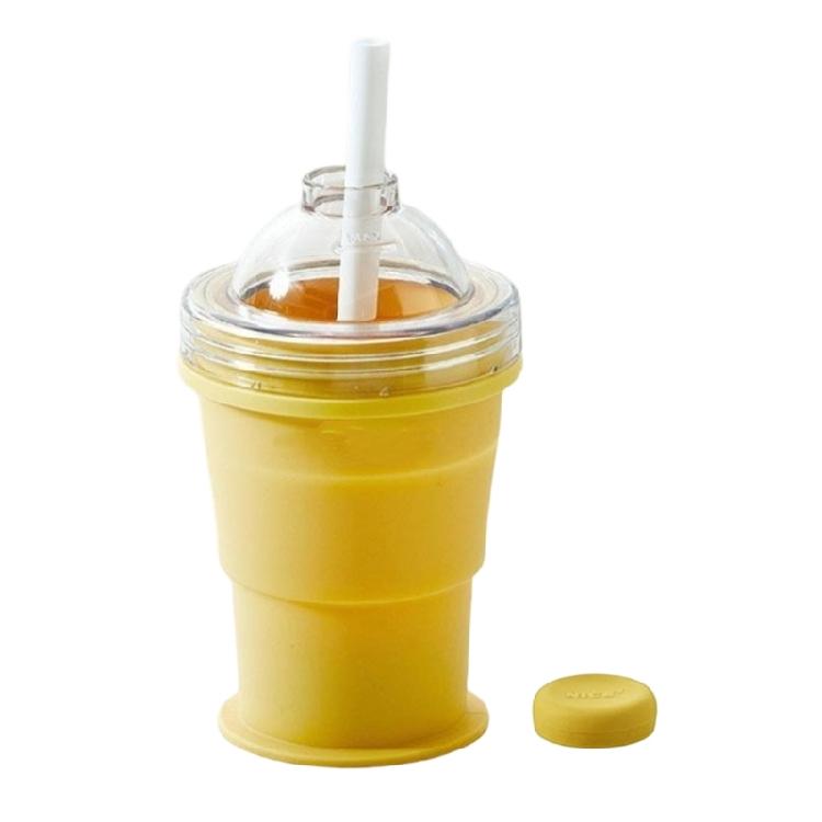 Food Grade Silicone Ice Ball Mold With Foldable Cup And Straw For Drink Multifunctional Folding Drinking Cup жёлтый