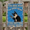 Funny Cat Tin Sign Vintage Black And White Cat Wall Art You Mess with The Meow Meow Metal Posters Gifts for Cat Lovers