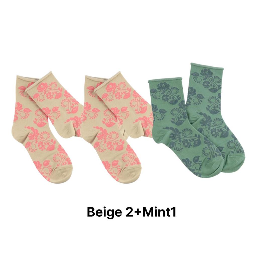 Women's Antique Mid-Calf Socks (3-Pair Set)