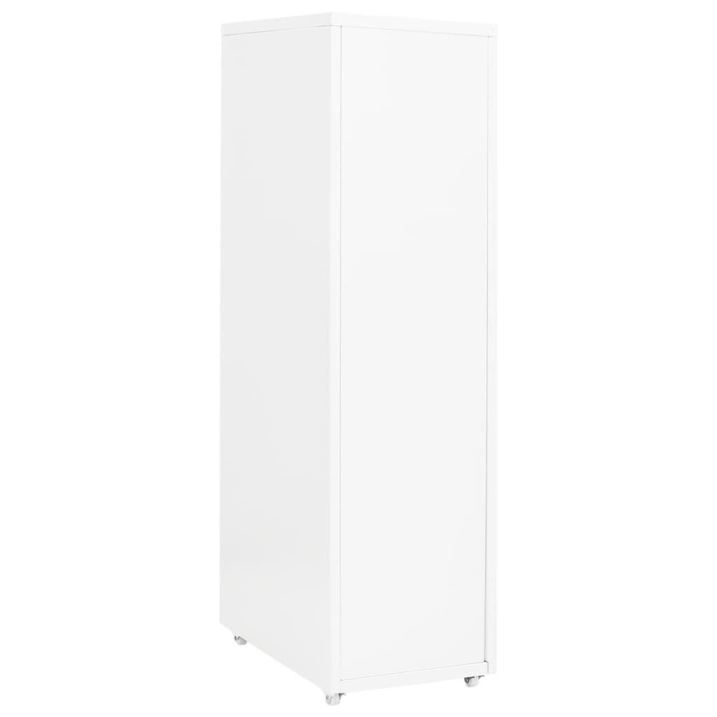 Vidaxl Mobilna Szafka Kartotekowa, Biała, 28X41X109 Cm, Metalowa