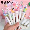 36Pcs with Box Trojan Patch Retractable Gel Pen Stationery School Office Supplies Prize Gift Writing Tools Holiday Gift Novelty Stationery