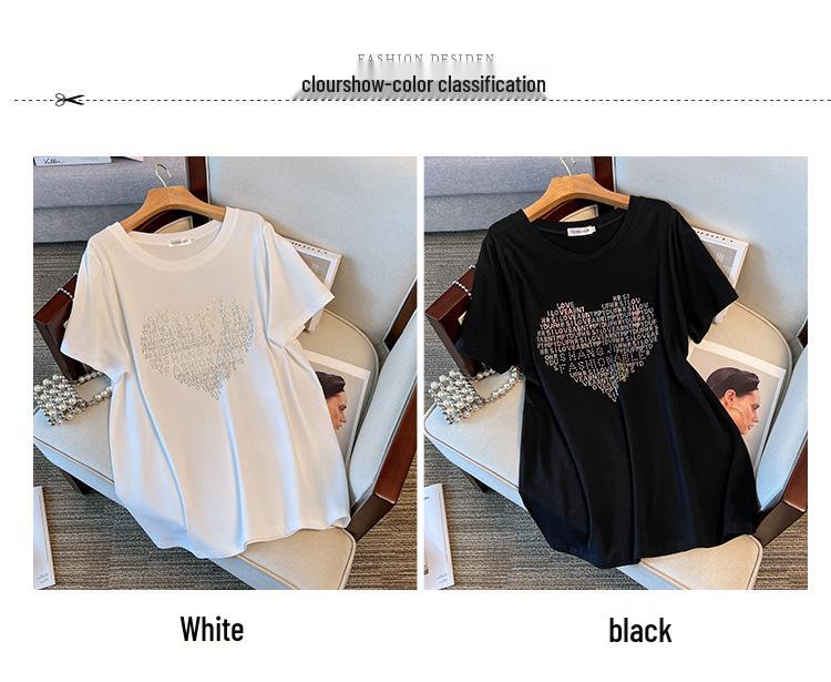 Women's Plus Size Loose Fit Mid-Length Short Sleeve Round Neck T-Shirt (200/300/350 Jin)