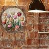 Vintage Tulip Floral Metal Tin Sign 8x8 Inch Rustic Wall Art Home Decor Handmade Painting