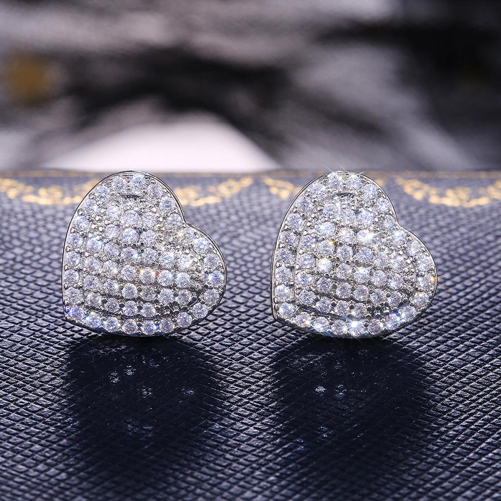 Fashion Ol Micro-Inlaid Zircon Love Women'S Stud Earrings, Wedding Anniversary Gift