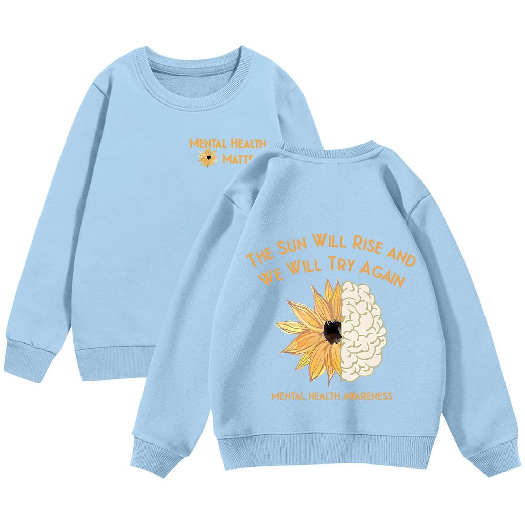 Children's Pullover Sweatshirt Long Sleeve Casual Round Neck Comfortable Loose Lightweight Pullover