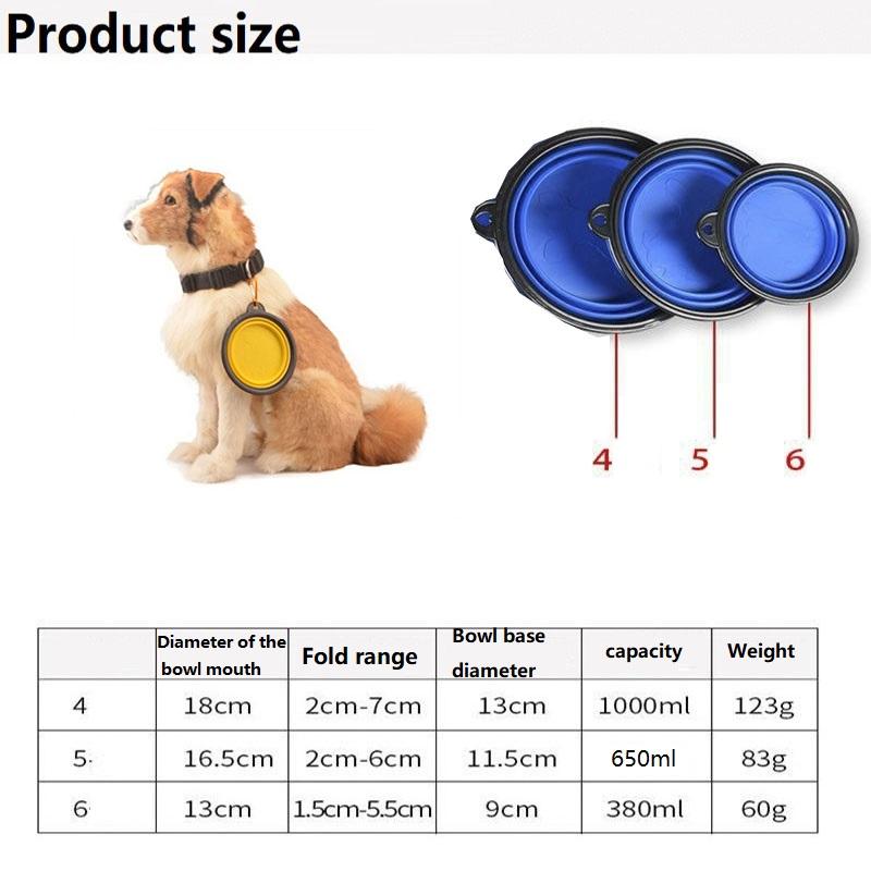 Dog Folding Bowl Portable Dog Travel Pet Food Water Bowl for Outdoor Walking Silicone Cat Dog Food Water Bowl Lip GS03