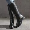 New Winter Women's Riding Boots 2024 Round Toe Chunky Heel Over-the-Knee High Boots Women's Buckle Platform Shoes