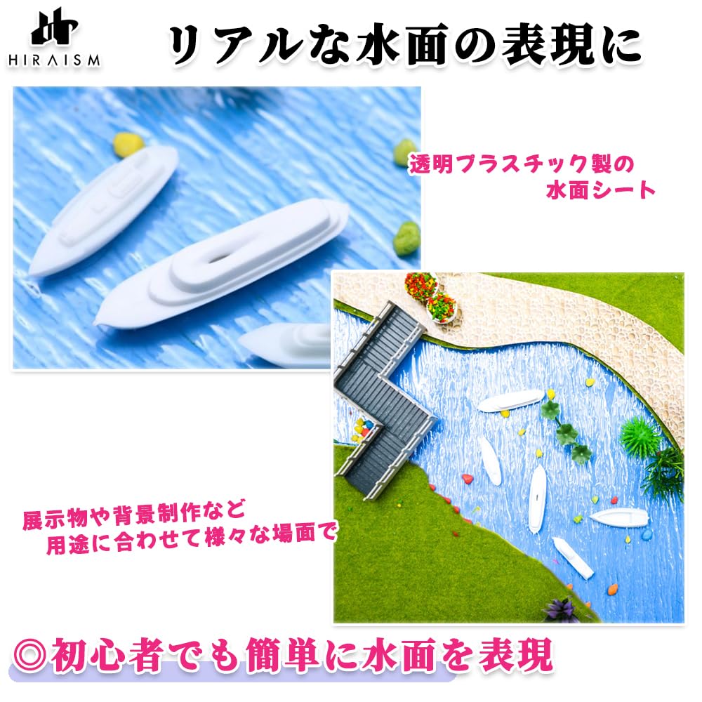 HIRAISM Diorama Water Surface Transparent for and Water Surface Includes Blue Sheets Set of Sheets, Plastic, Sea, River, Lake, Pond, Port, Models,