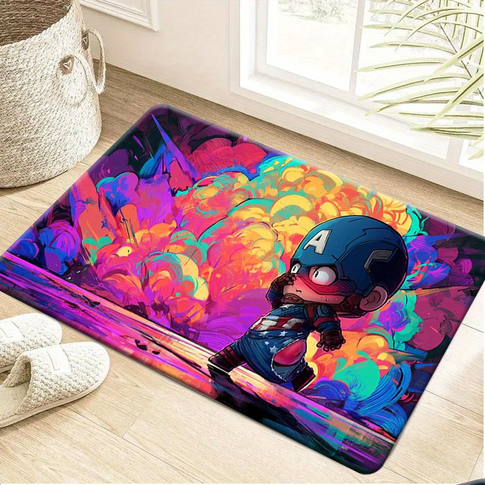 Authorized 1pc Cartoon Printed Rug, Deadpool Red And Black Battle Suit Holding Gun Casual Pose Design Easy to Clean, Suitable