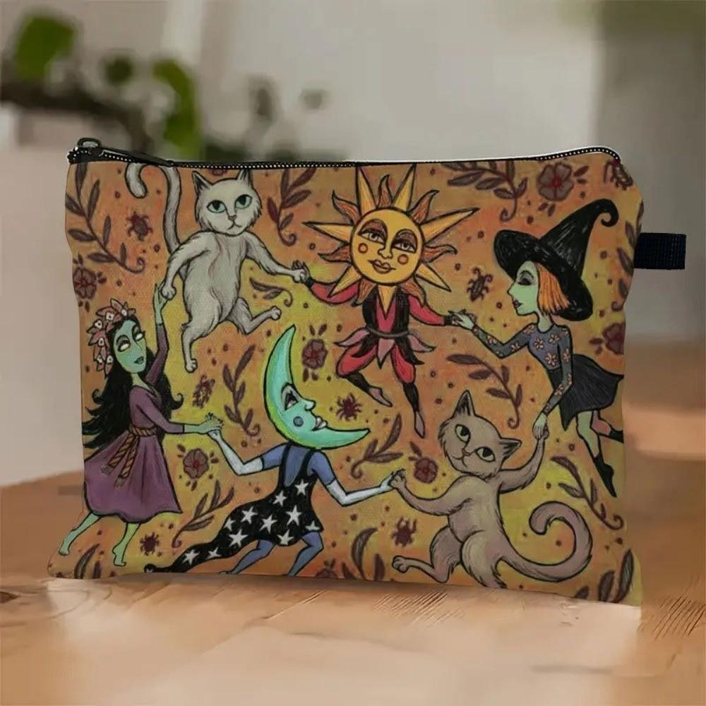 Cat and Moon Design Storage Bag Trendy Forest Bag New Makeup Bag  Student Use