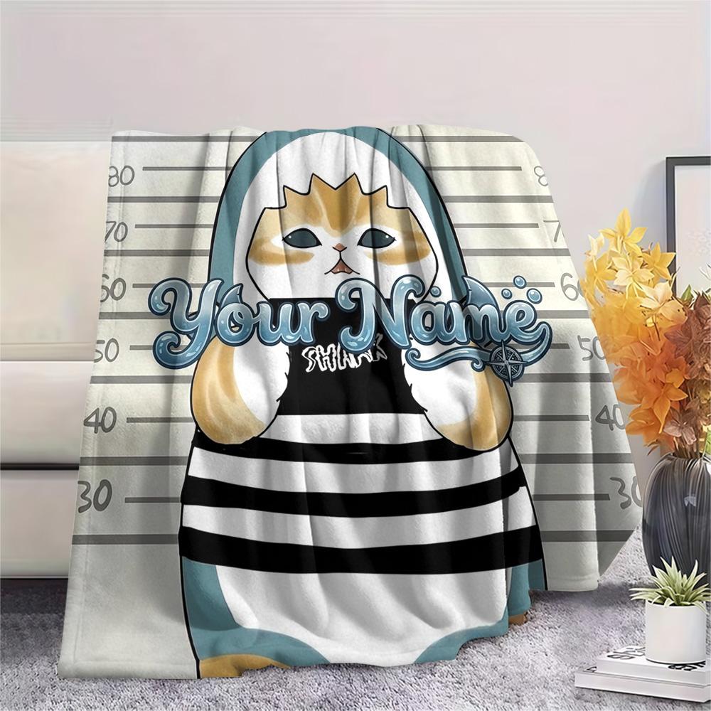 1PC Cat Donut Duo Custom Name Patterned Flannel Blanket Suitable For All Seasons For Home Decor Warmth And Comfort Gifts Holiday Present