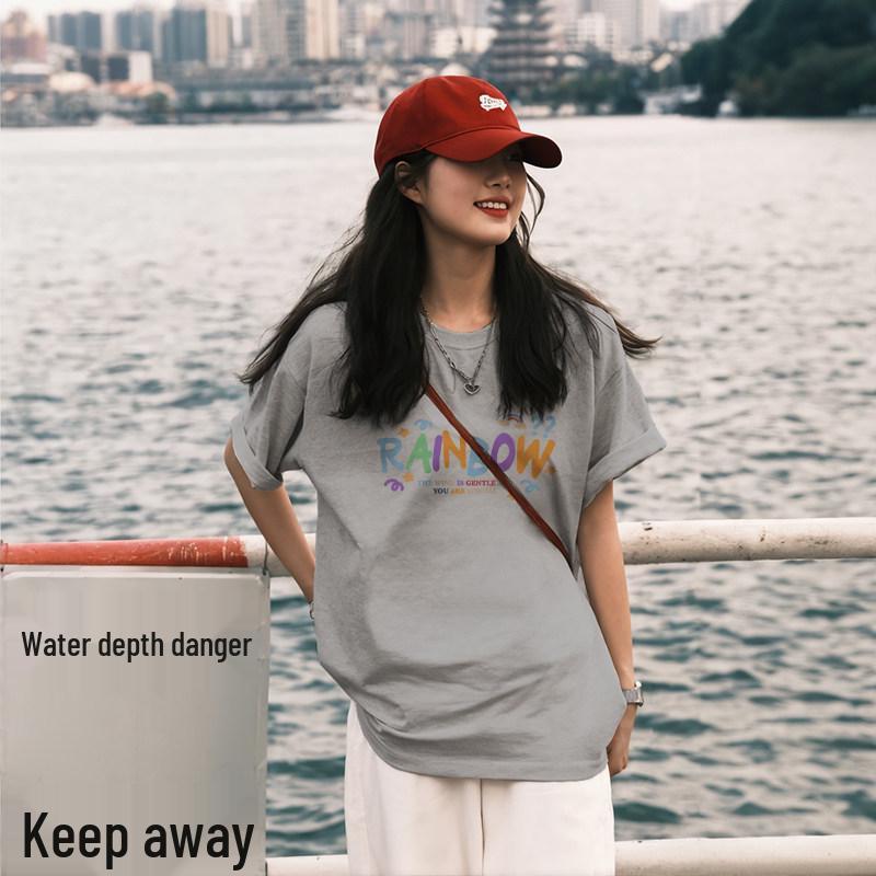 Women's Plus Size Heavyweight Cotton Retro T-shirt - Summer 2026 Loose Fit Short Sleeve