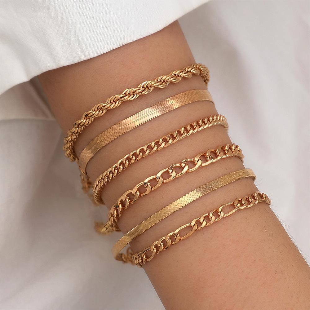 New jewelry simple multi-layer metal blade chain bracelet bohemian fashion layered bracelet