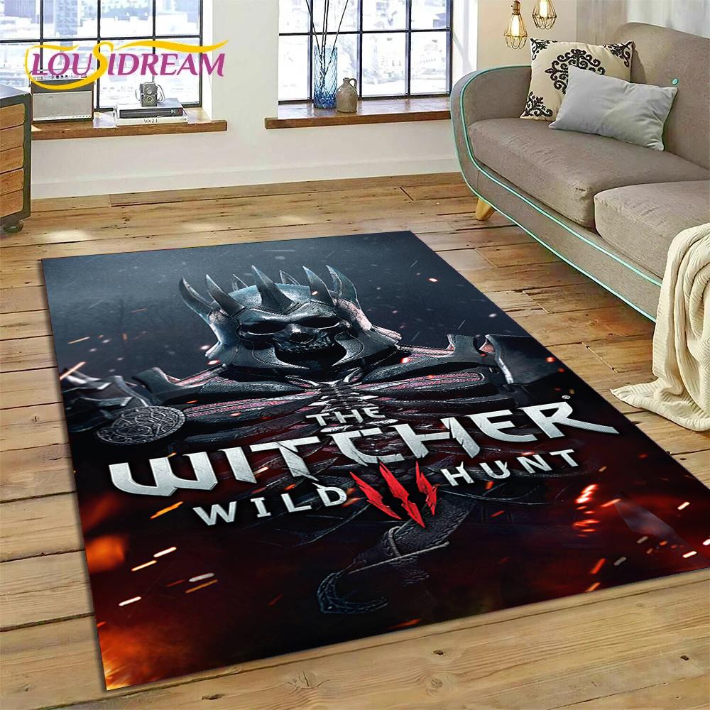 Tappeto The W-Witcher 3 Game Wild Hunt per Soggiorno Camera da Letto Decorazione Casa, Tappetino Antiscivolo Decorazione per Divano Zerbino