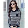 Sweat à capuche rayé nouveau pour le printemps et l'automne Sweat-shirt décontracté pour femme Coupe ample Mode Tendance Version coréenne Grande taille Polyvalent Manches longues