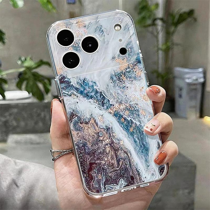Gilding Marble Pattern Case For iPhone 17 Pro Max Coque iPhone 16 15 14 13 12 Pro Max 11 Clear TPU Silicone Soft Cover