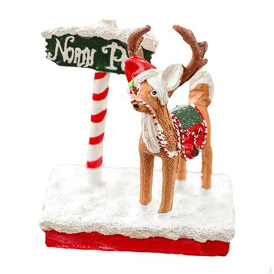Christmas Resin Elk Figurine Snow Sign Ornament Decor Cabinet Mantle Window Display Desktop