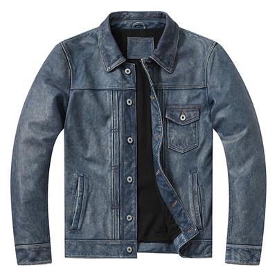 American Retro Graphite para fazer a velha camada superior de couro de vaca jaqueta de couro masculina slim-fit jaqueta de couro de motocicleta curta na moda
