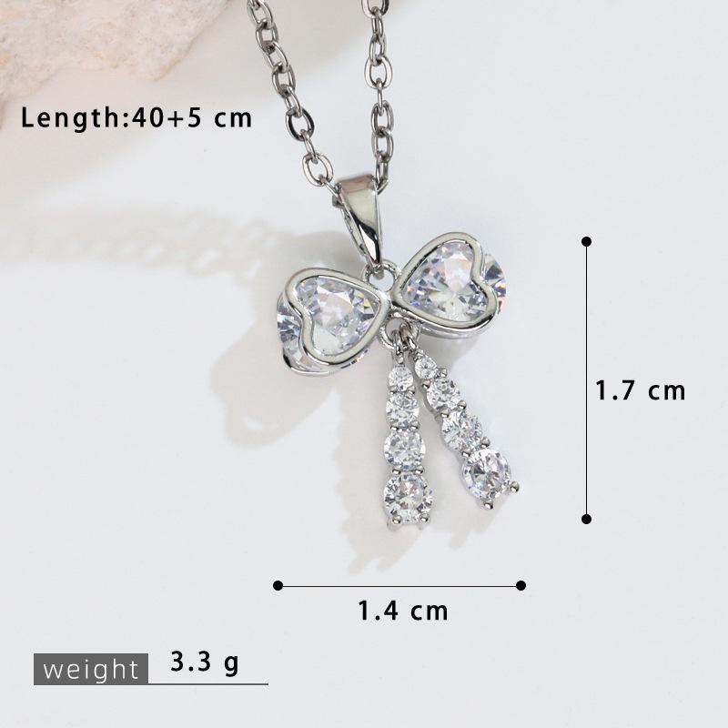 Internet Celebrity Style: Women's Sweet Bow Zirconia Necklace - Niche Design & Elegant Clavicle Pendant
