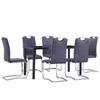 Day and Night - Day and Night Dining Set 7 Pieces Gray Artificial Suede Leather