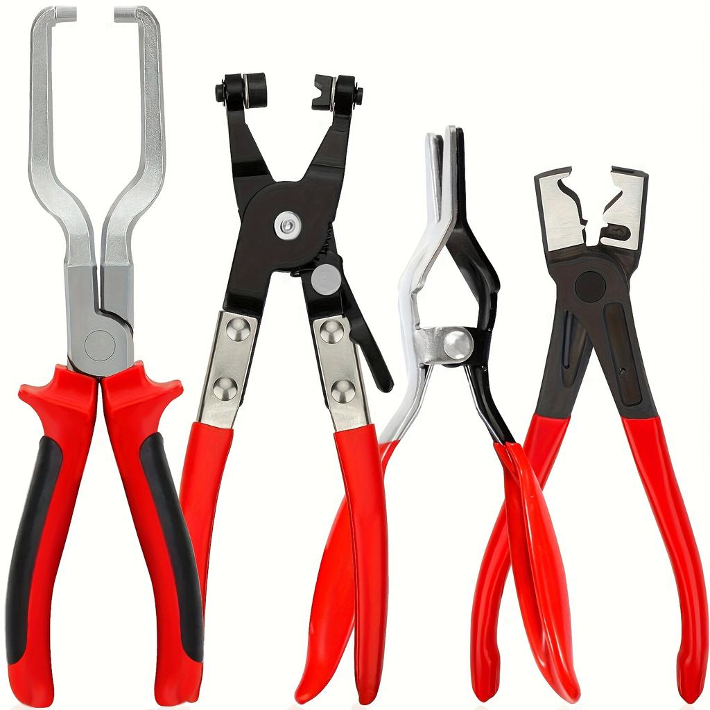 Professional Hose Clamp Pliers Set of 4 - Fuel Line Disconnection and Removal Tool Kit for Auto Repair