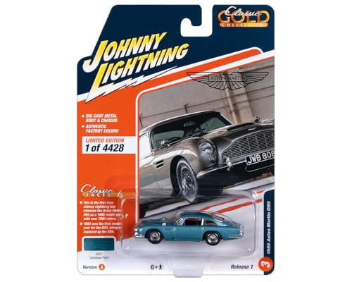 Johnny Lightning 1/64 Aston Martin DB5 1966 Blue Classic Gold Aston Martin Diecast Model Car [Parallel Import]