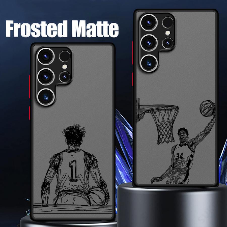 Cartoon Basketball Star Sports Case for Samsung Galaxy S23 Ultra S20 S24 S25 S21 FE S10 S21 5G S9 Plus S22 Plus Black Edge Shell
