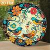 Vintage Floral Bird Metal Wall Art, Rustic Circular Decor for Home Bar Cafe