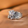 Adjustable Open Ring Men Women Vintage Dragon Flame Design Copper Plated Statement Jewelry