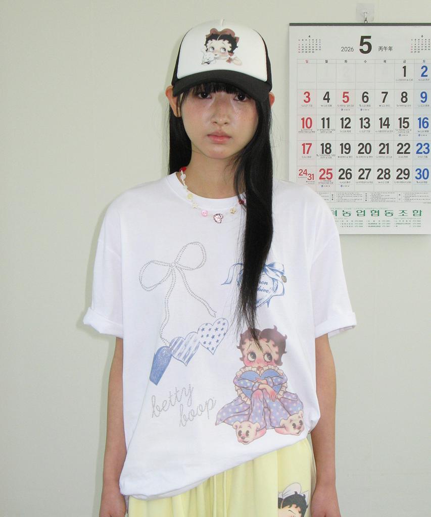 RONRON Betty Boop Ribbon Mesh Ball Cap Black