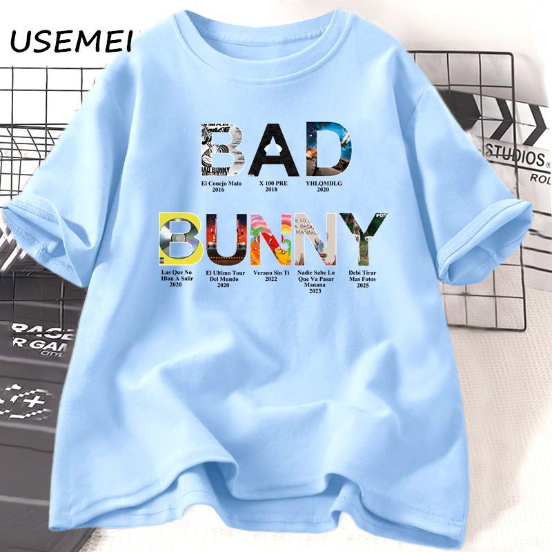 Bad Bunny Alle Alben T-Shirt Herren Damen Debi Tirar Mas Fotos Graphische T-Shirts DTMF Unisex T-Shirt Musik Lässig Baumwolle T-Shirts