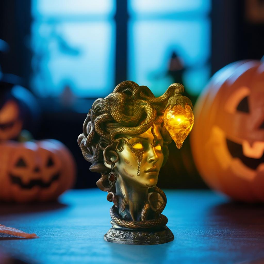 Dark Gothic Style Horror Melancholy Female Statue Table Lamp, Horror Atmosphere, Personalized Fashion Table Lamp Ornament