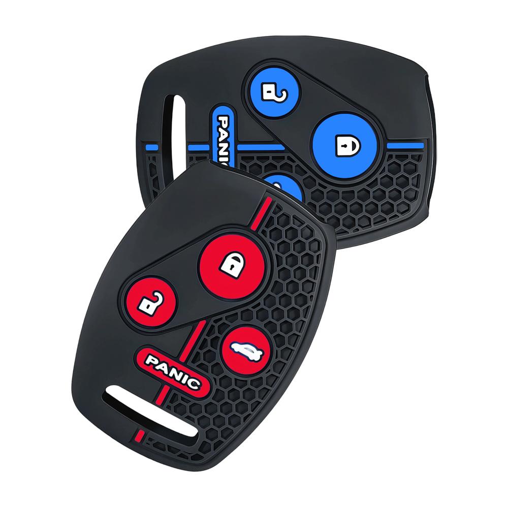 Car Key Fob Case Keychain For Honda Civic 4D Jazz Gr8 Cr-V Srv Frv Fit Csx Chord 7 Accord Emblem Extra Screw Silicone Protection