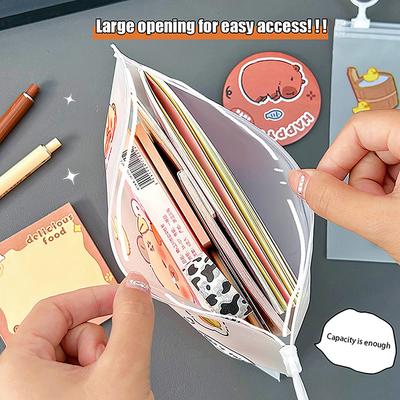 Cute Cartoon Capybara Transparent File Bag Students Information Bag Large-Capacity Test Paper Storage Bag Stationery Bag