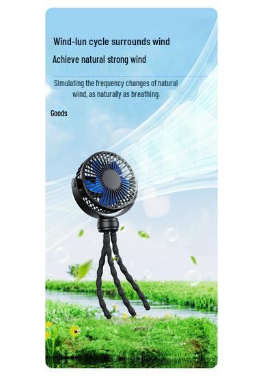 3-in-1 USB Mini Fan: Stroller, Desktop, Handheld, Hanging, 2000-5000mAh