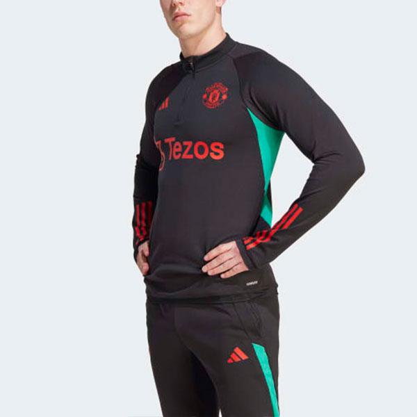 adidas Manchester United Tiro 23 Letter Logo Print Stand Collar Pullover Sweatshirt Men Sweatshirt Black IA7293