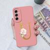 Phone Case For Samsung Galaxy A34 A33 A32 Elegant Rose Letter Soft Liquid Silicone Sqare Back Cover For Samsung A 34 33 32 Shell