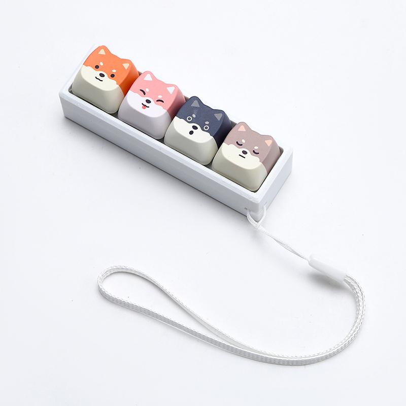 Cute Cat Relax Button Keycap, Kawaii Cat 4-Key Keyboard Fidget Toy For Friends Gift, Portable Fidget Keychain Fashion Bag Charm
