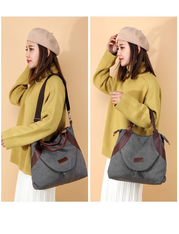 SCIONE Geantă de pânză pentru femei, geantă de umăr pentru femei, ocazională, de modă