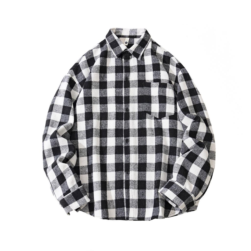 Autumn Men'S Plaid Abraded Thickened Long Sleeve Shirt Men'S Casual Shirt Jacket