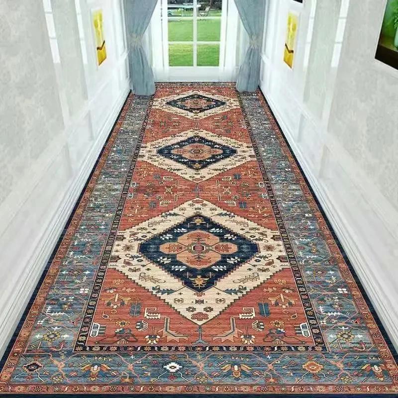 European Style Customizable Corridor Carpet Porch Stairway Aisle Long Runner Rug Room Balcony Large Area Passageway Non-slip Mat